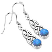 Synthetic Opal Celtic Silver Earrings - e298